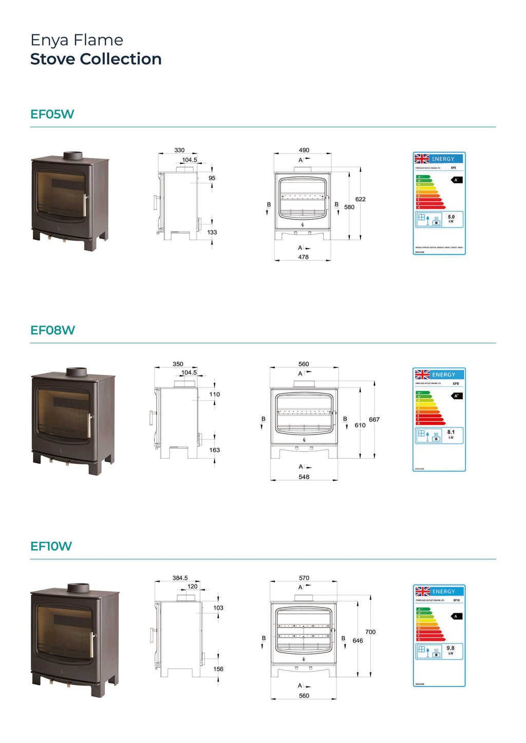 Enya Flame Multi Flue Stoves